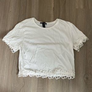 Forever 21 white cropped shirt with sleeve design